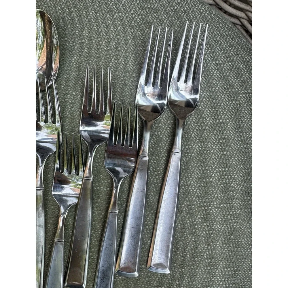 Towle Flatware Set Stainless Steel Forks Spoons Lot 10 Pieces Rare Simple Design